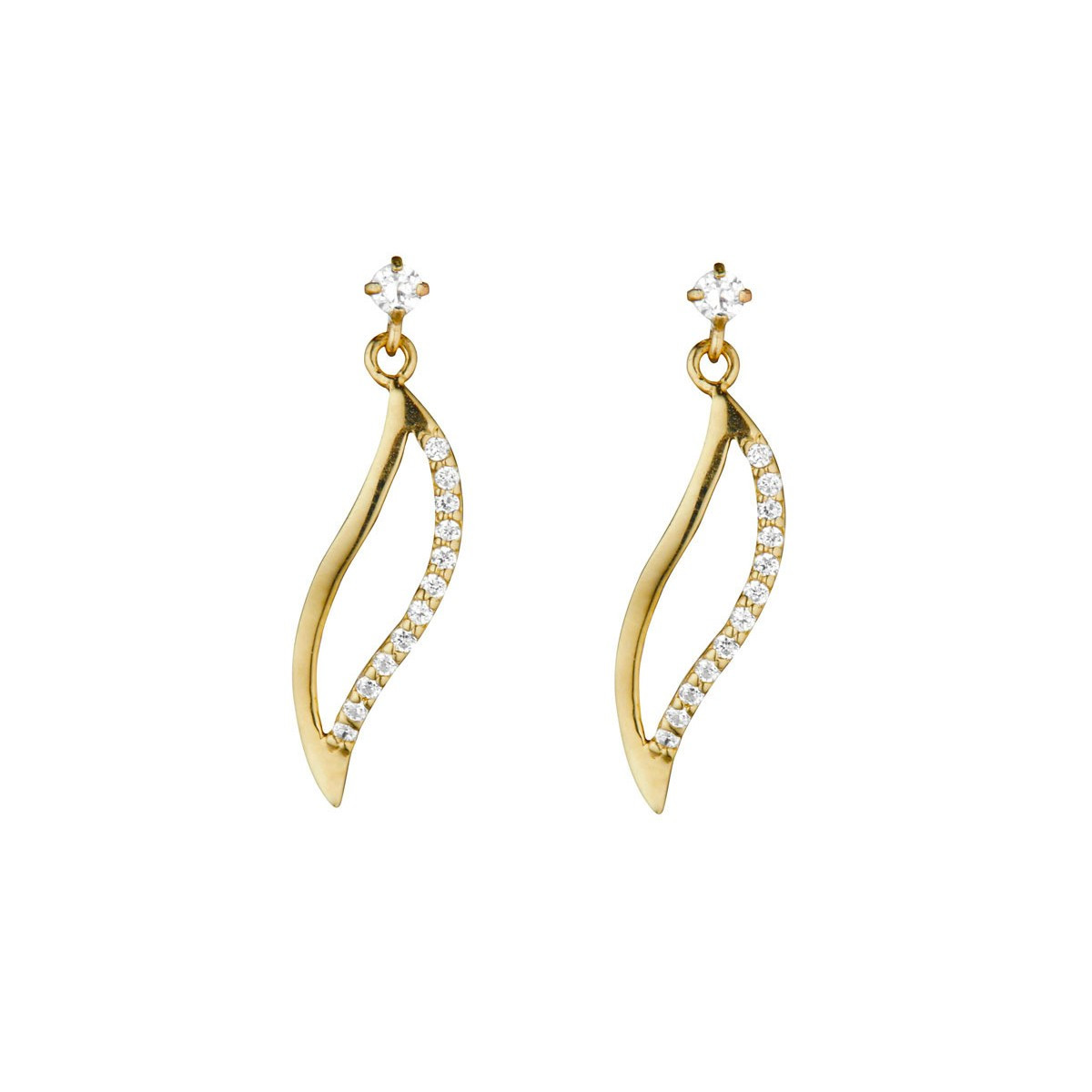 Somptueuse Boucle d'oreilles Or 375 et Zirconium Boucles d'oreilles "Galaxies" Or jaune