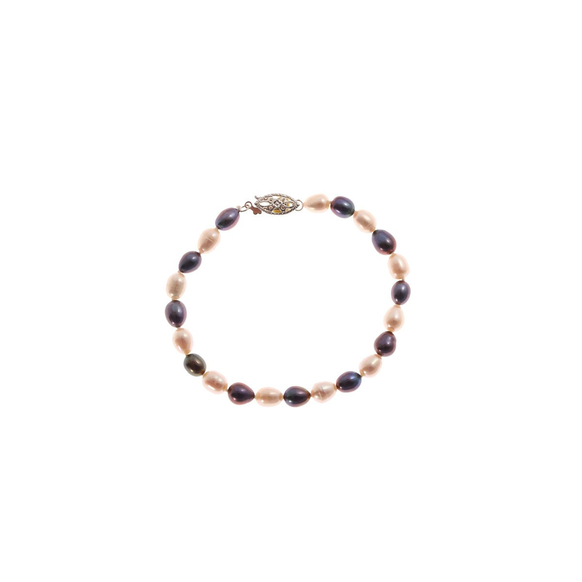 Bracelet argent et perles de culture blanches et noires " Serpentine Black&White"