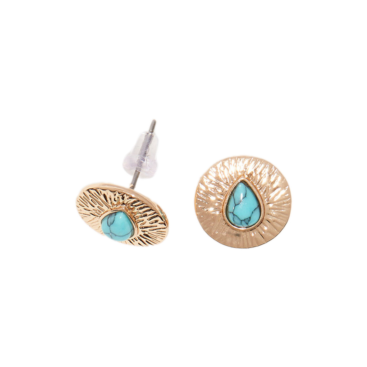 Boucles d'oreilles dorées et Turquoise