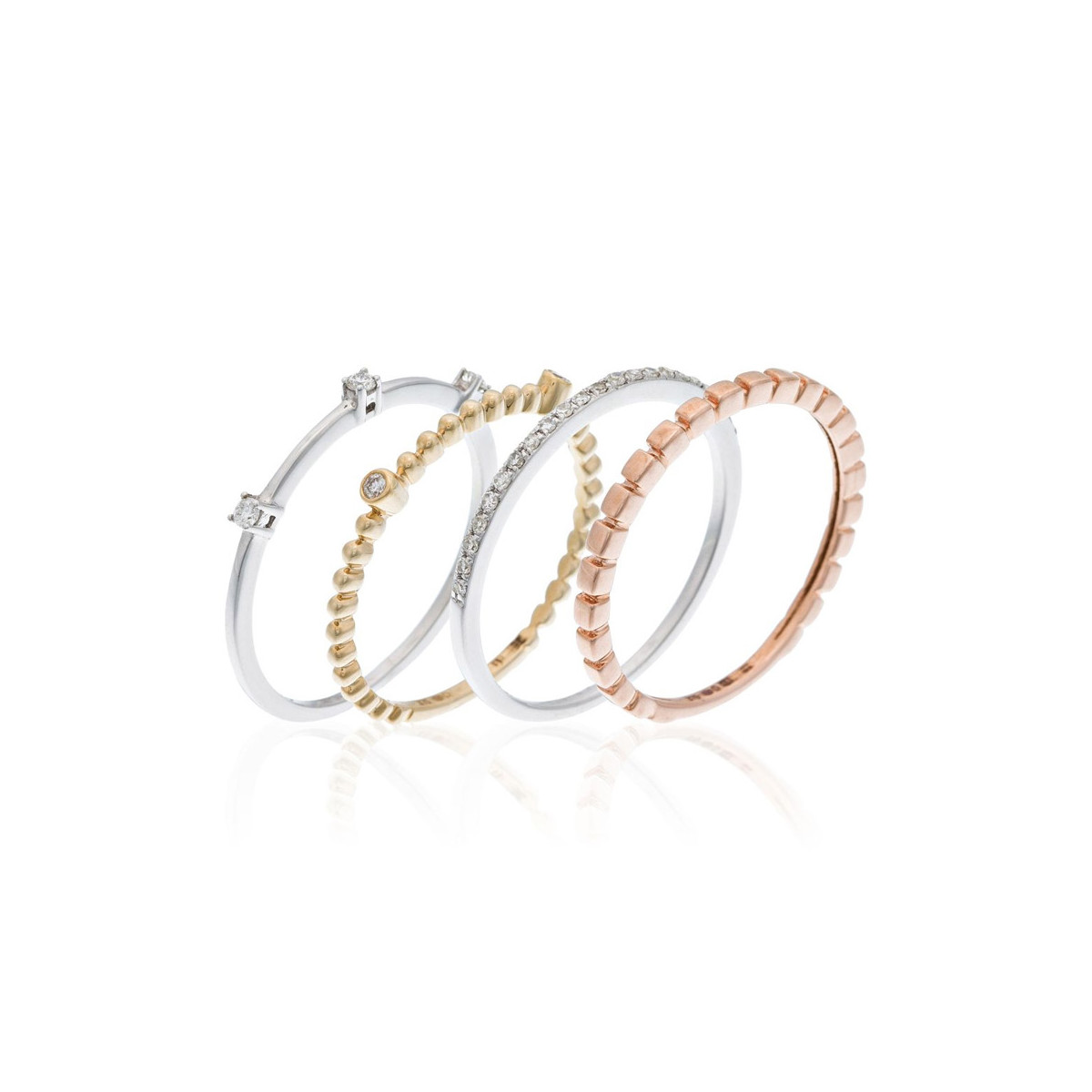 Bague Or Tricolore et Diamant Bague "Affection Noble" Or tricolore et Diamant