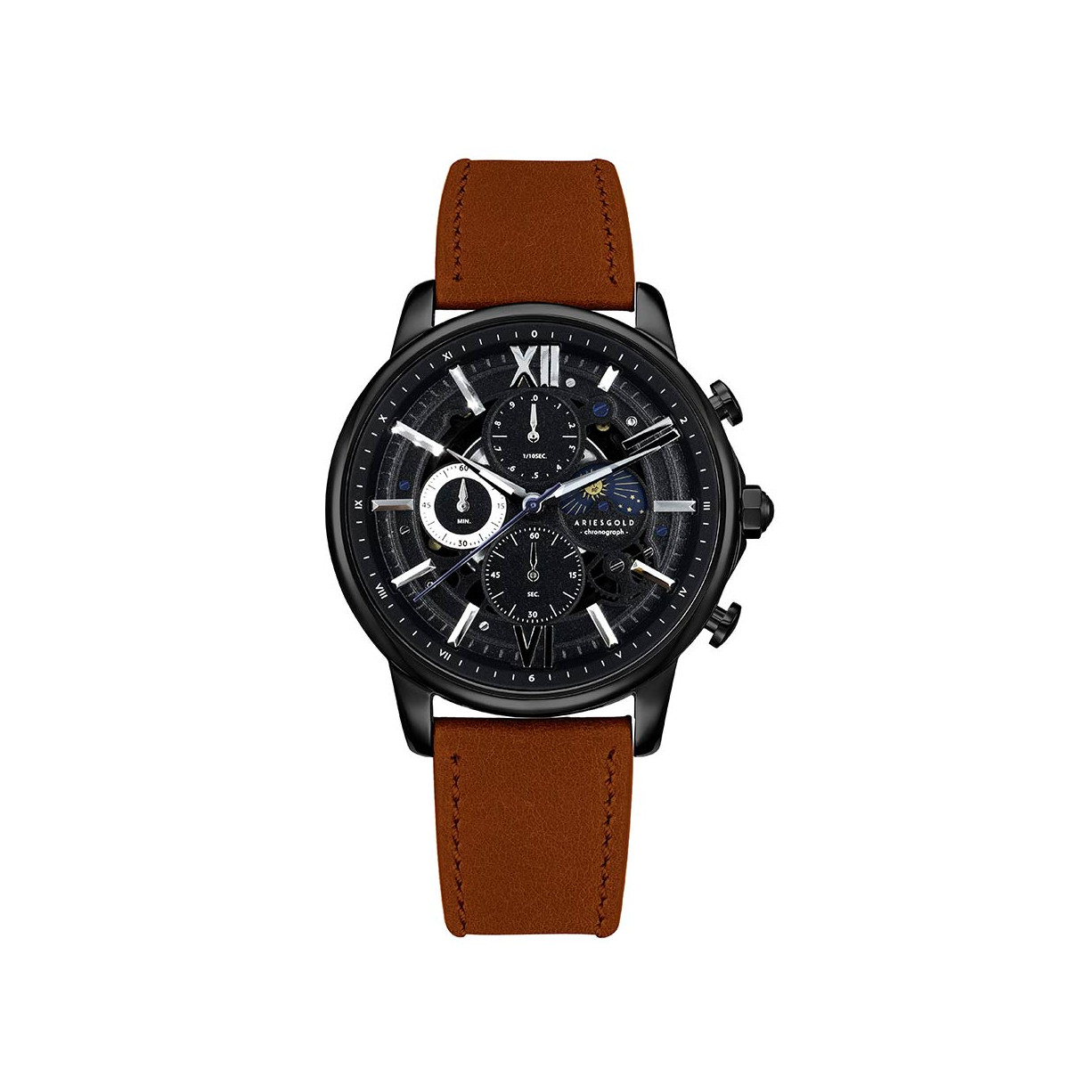 Montre Homme AriesGold Belfast Moon G 7013 BK-BK Montre Homme AriesGold Belfast Moon G 7013 BK-BK