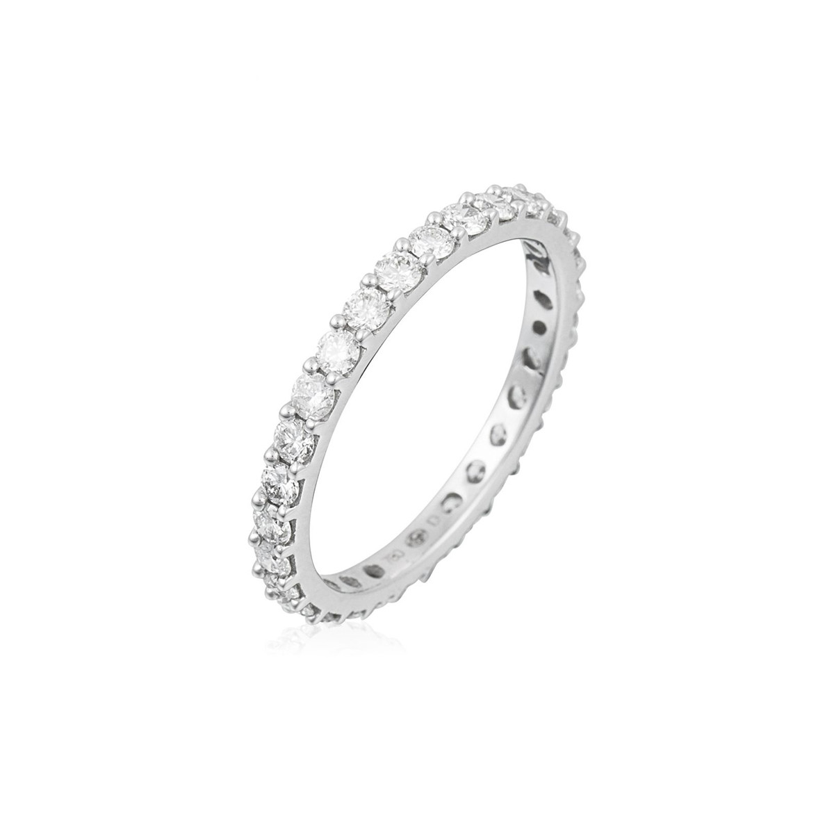 Bague Or Blanc et Diamant Bague Alliance "Tour Complet Lumineux" Or blanc et Diamants