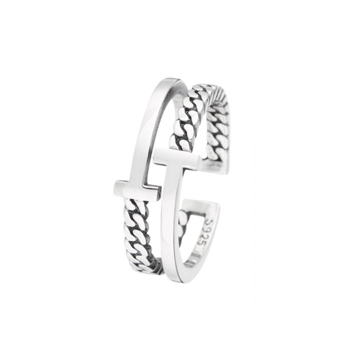 Bague ajustable Homme Argent "Yony"