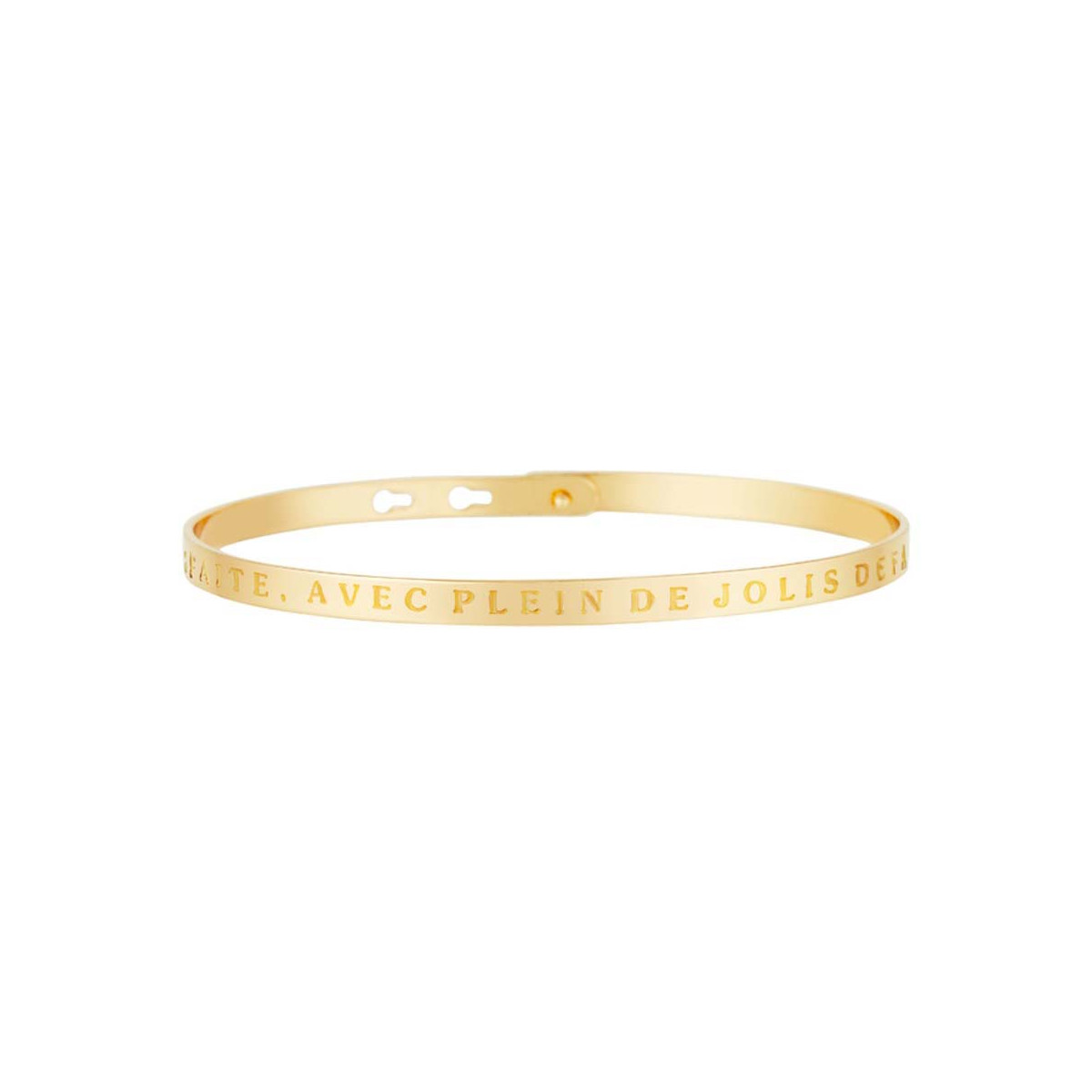 "PARFAITE, AVEC PLEIN DE JOLIS DEFAUTS" Jonc doré bracelet à message Bracelet à message "Parfaite, Avec Plein de Jolis Défauts" Laiton doré