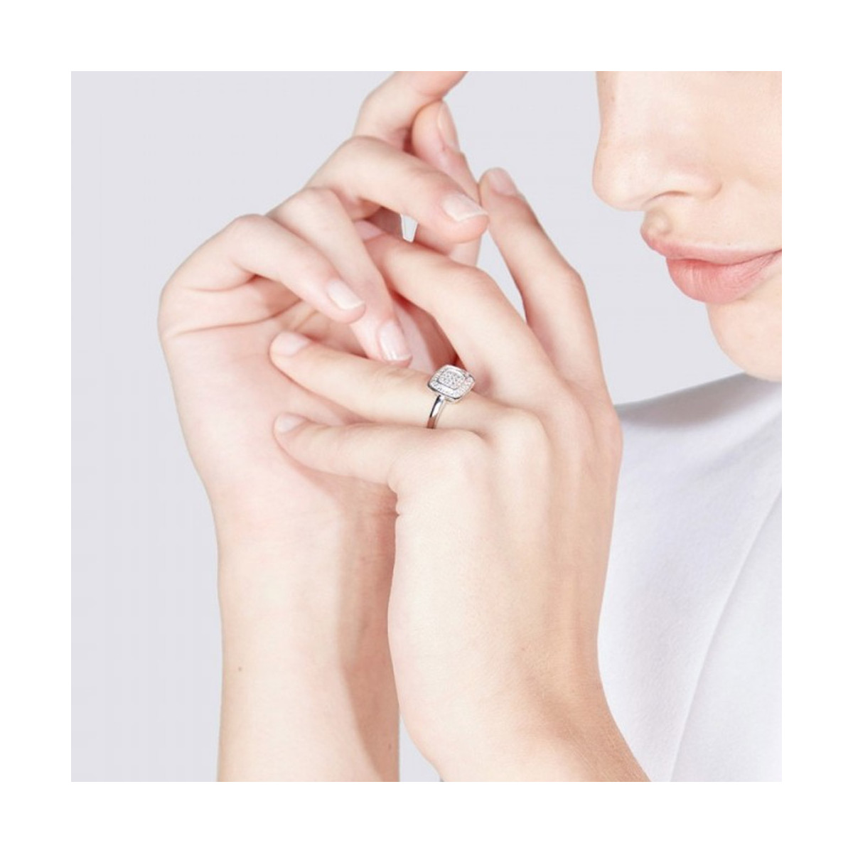 Bague Or Blanc et Diamants 0,15 carat "LIMA" Bague "Olivia" Or blanc et Diamant