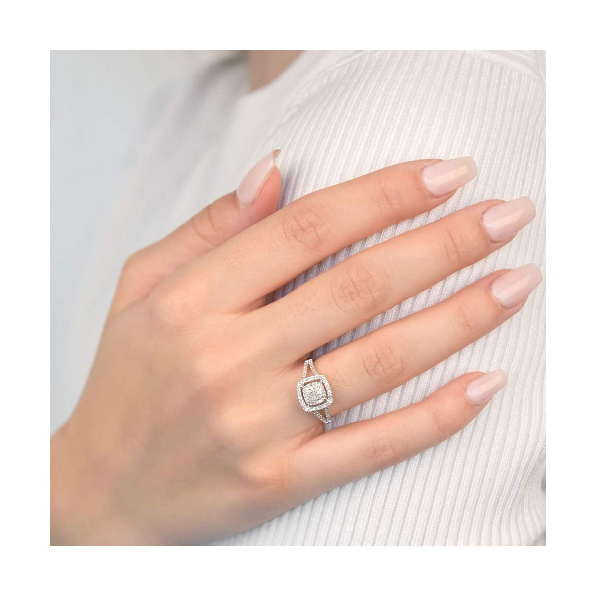 Bague Or Blanc 375 et Diamants Bague "Rosie" Or blanc et Diamants