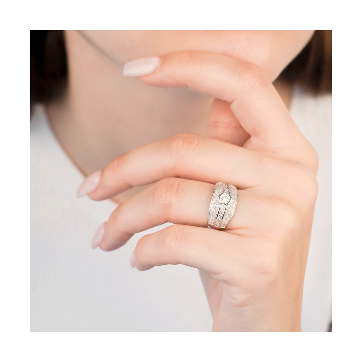 Bague Or Blanc 750 et Diamants Bague "Audacieuse" Or blanc et Diamant