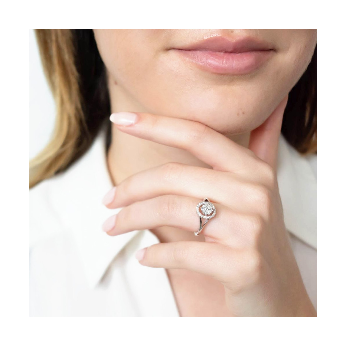 Bague Or Blanc 375 "MON INCESSANTE ADMIRATION" Diamants 0,18 carats Bague "Mon incessante Admiration" Or blanc et Diamants