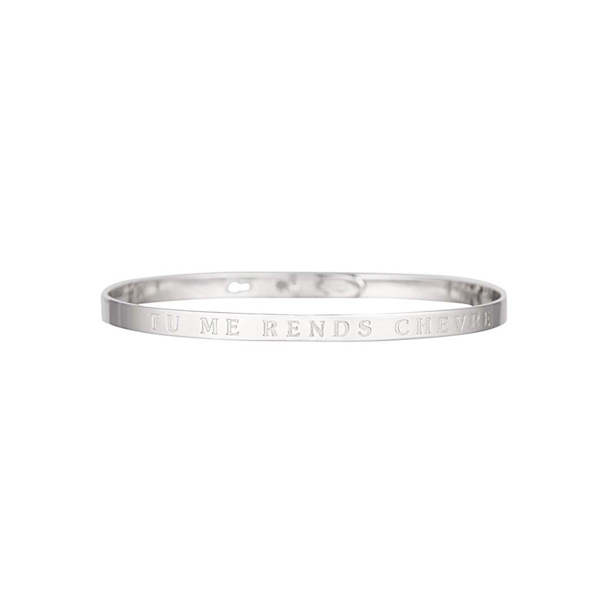 "TU ME RENDS CHEVRE" bracelet jonc argenté à message "TU ME RENDS CHEVRE" bracelet jonc argenté à message
