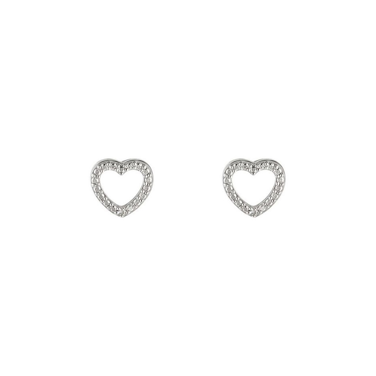 Boucles d'oreilles Coeur Or Blanc et Diamant