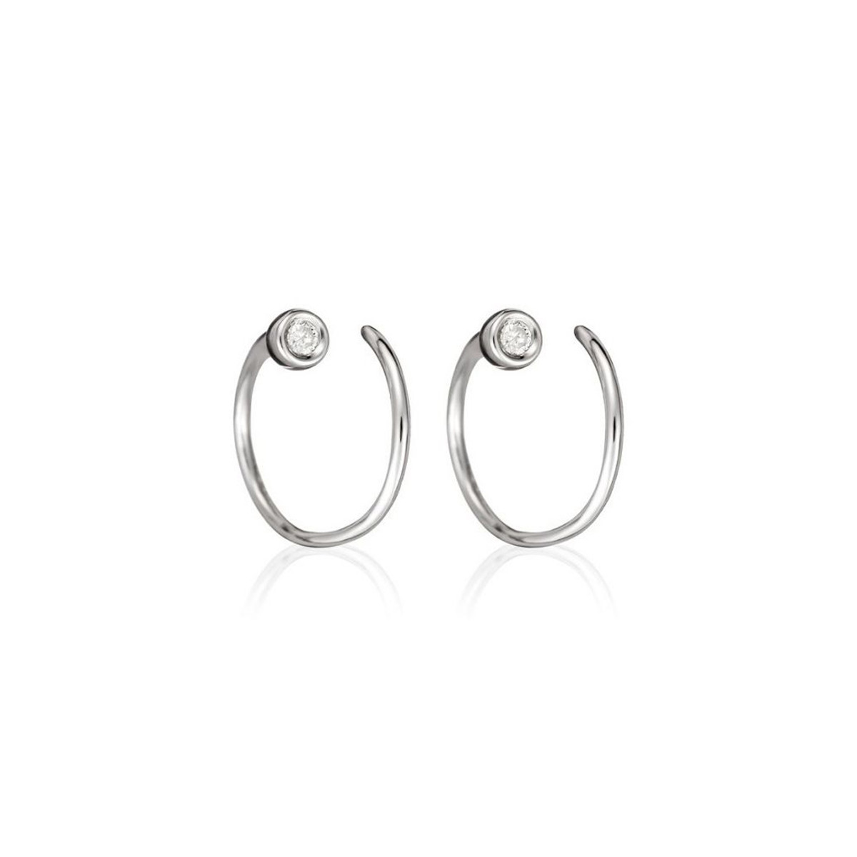 Boucles d'oreilles Or Blanc et Diamant Boucles d'oreilles "Joli tourbillon solo" Or Blanc et Diamant