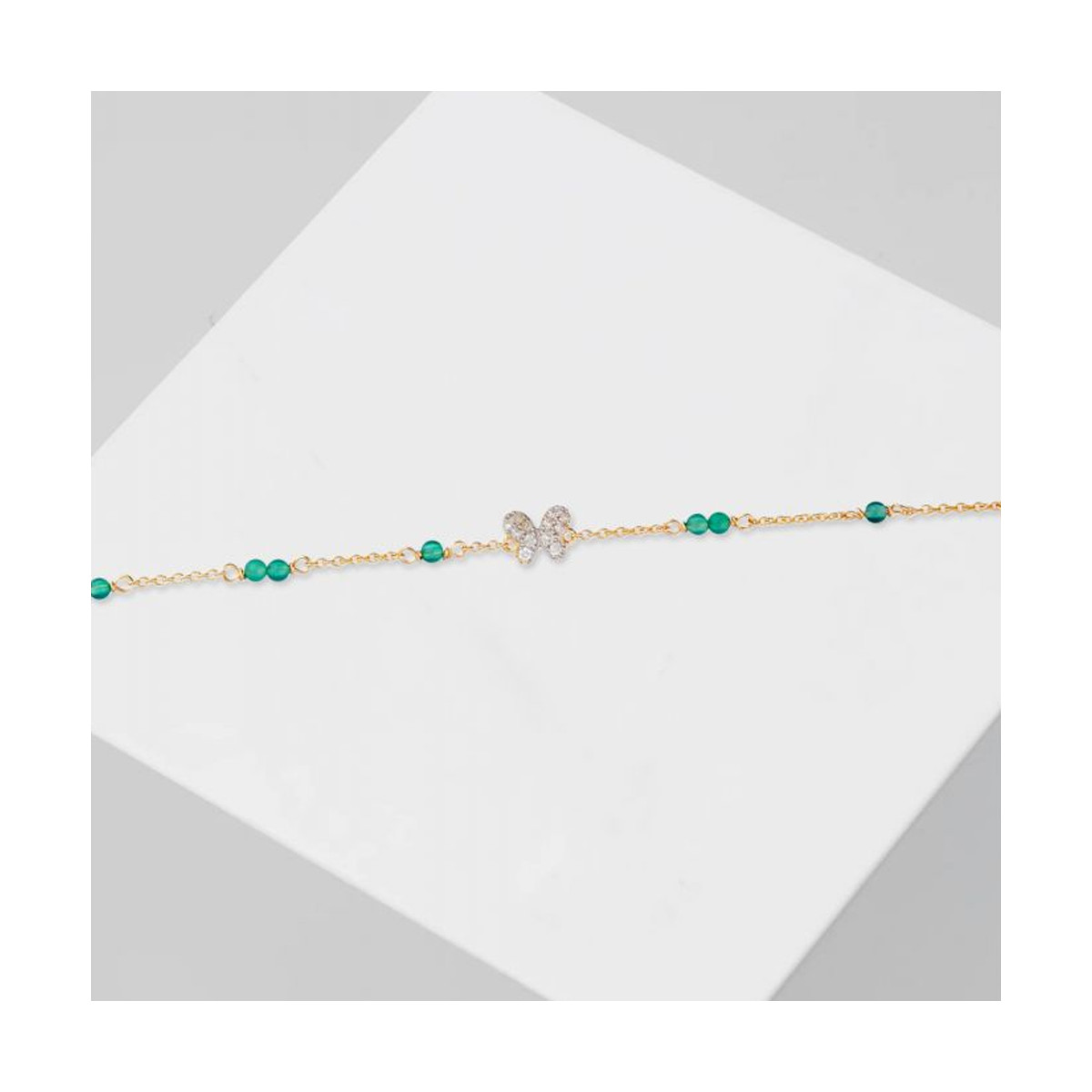 Bracelet Or Jaune Diamant et Agathe Bracelet Or Jaune Diamant et Agathe