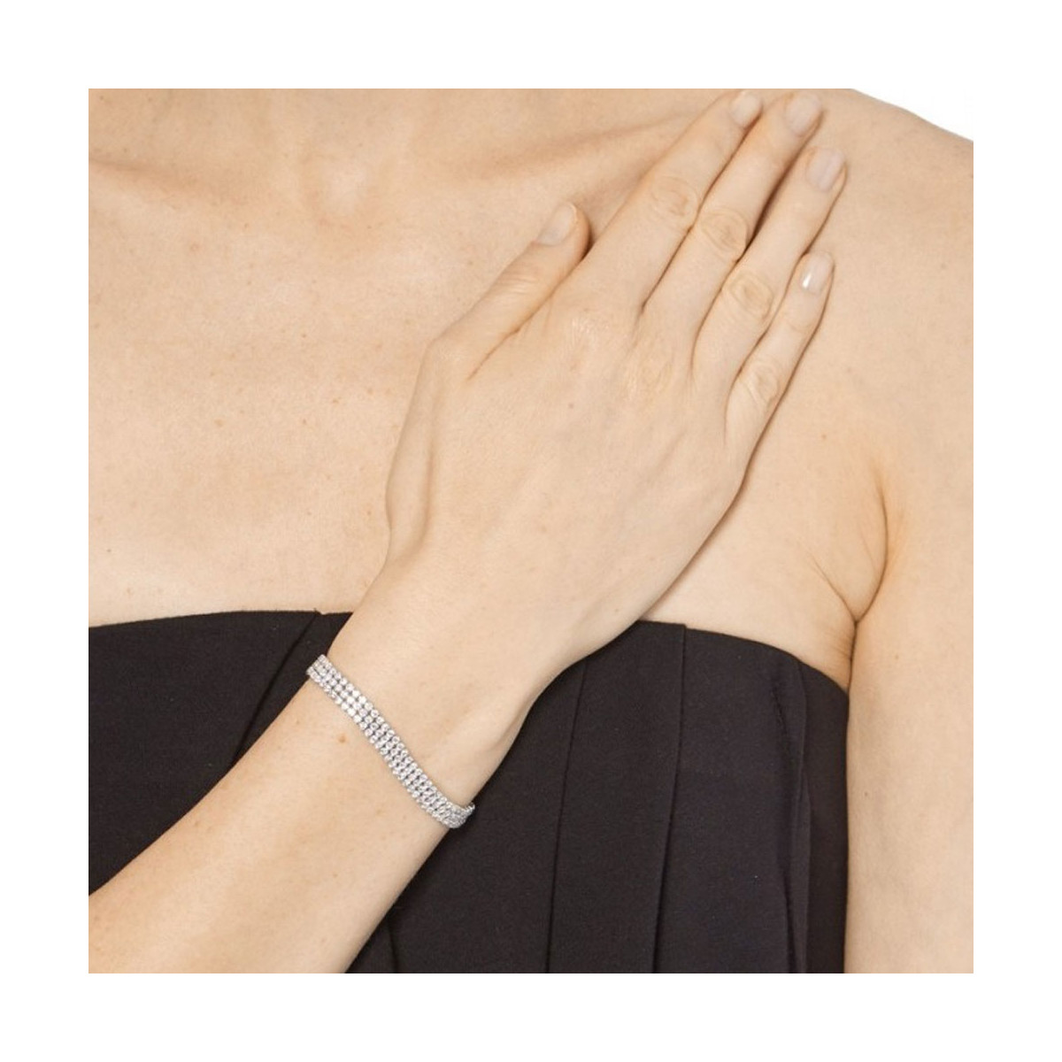 Bracelet chaine argent et oxydes de zirconium "Rivière Scintillante 3 Rangs" Bracelet chaine argent et oxydes de zirconium "Rivière Scintillante 3 Rangs"