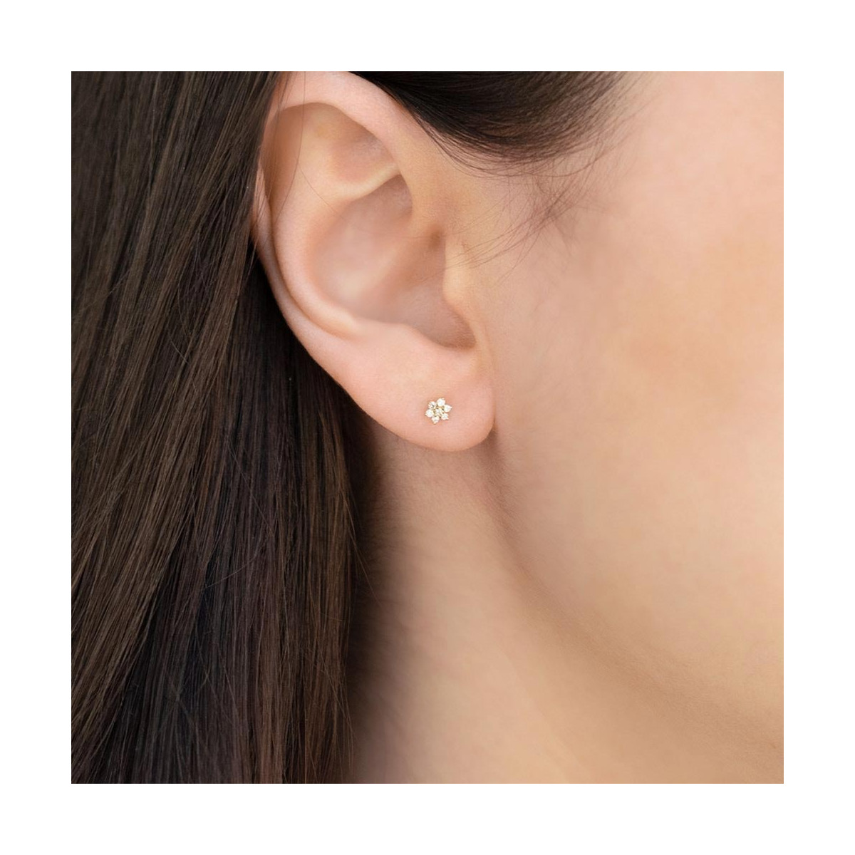 Boucles d'oreilles or jaune et oxydes de zirconium "For Her" Boucles d'oreilles "Frénésie" Or jaune