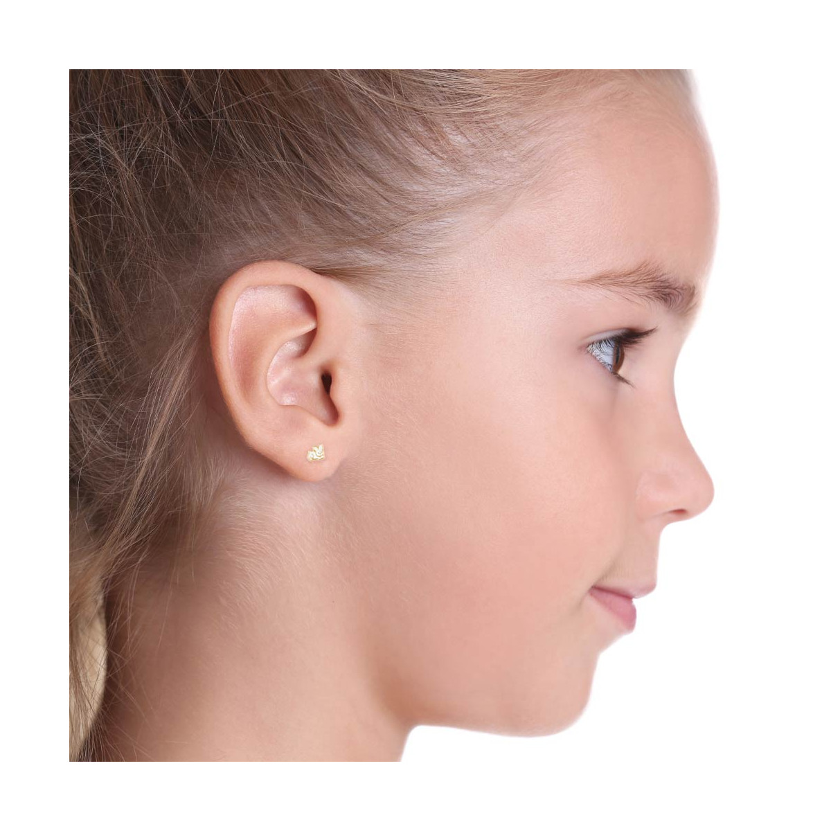 Boucles d'oreilles enfant Or jaune 375/1000 et émail Boucles d'oreilles "Petit Lapin" Or jaune