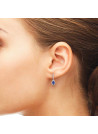 Boucles d'Oreilles Or Blanc, Diamants 0,17 carat et Saphir 1,4 carat "COURTOISIE"