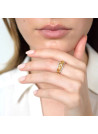 Bague Or Jaune "OLIVINES" Diamants 0,05 carat avec Péridot 0,14 carat/6 et Citrine 1,30 carat/5