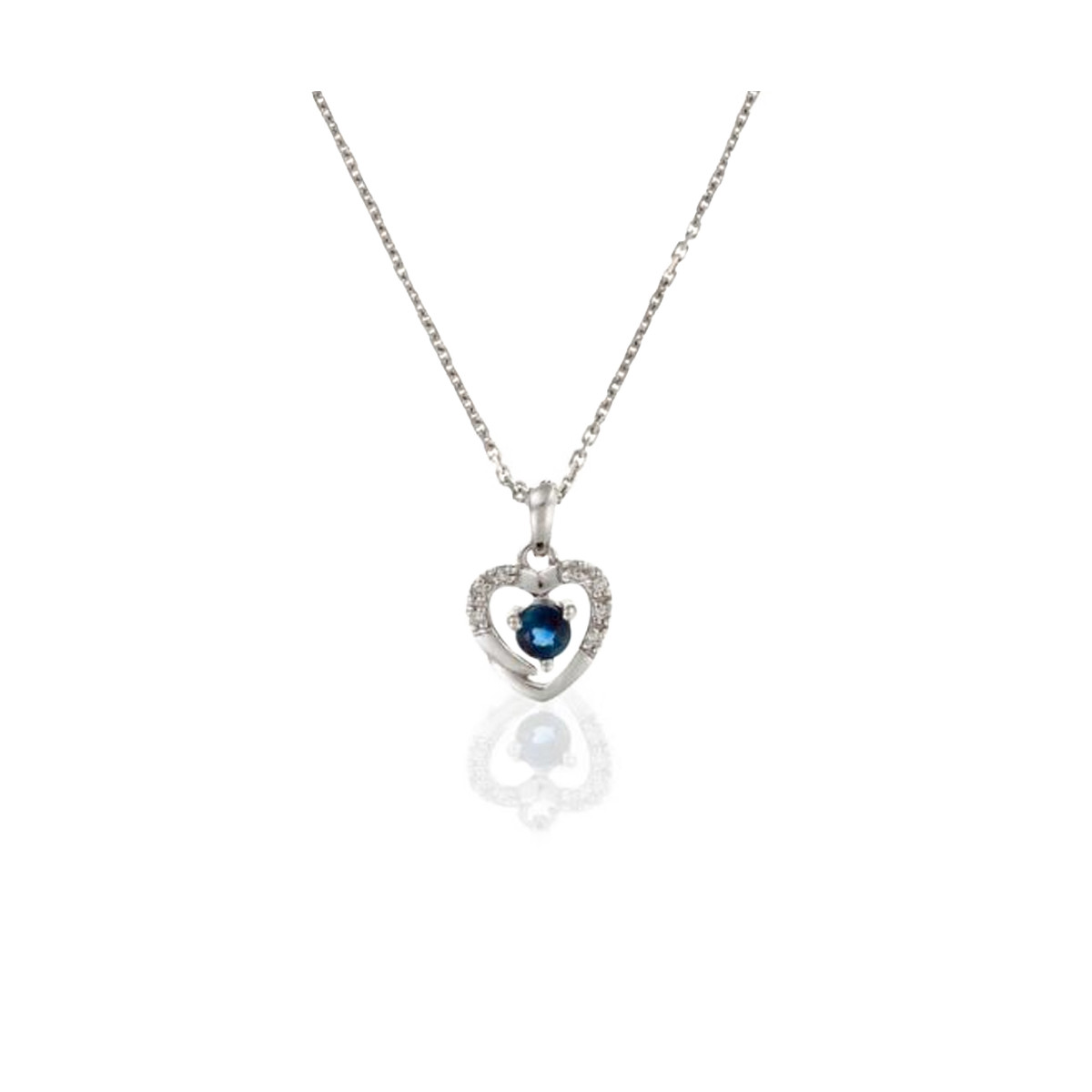 Pendentif Heart Or et Diamants Pendentif "Engouement Enchanté" Or blanc et Saphir