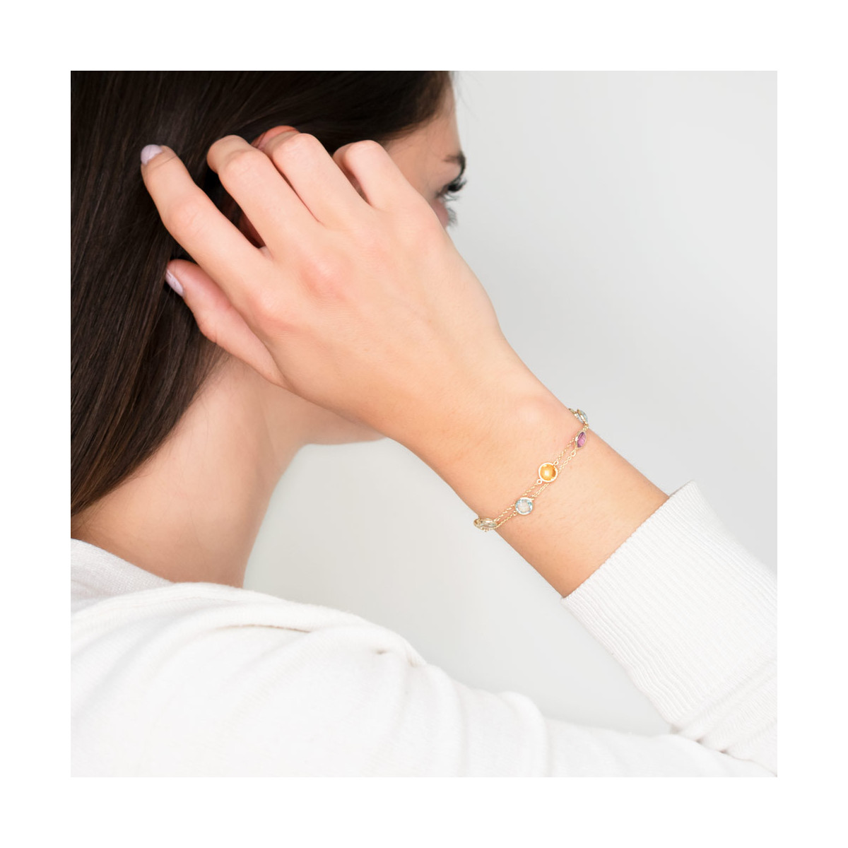 Bracelet Or jaune 375/1000 et pierres