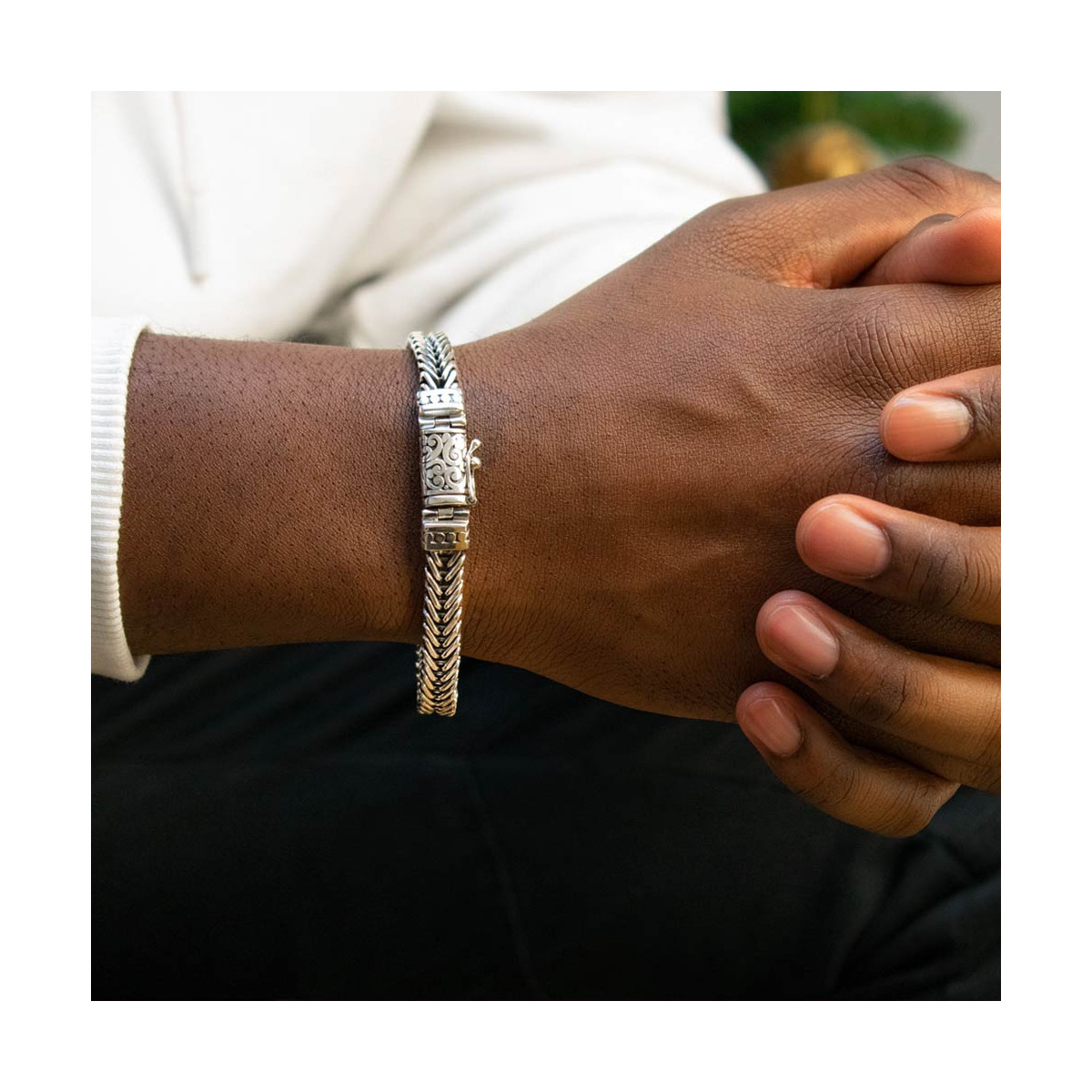 Bracelet Homme Argent massif 925 - HRM179025 Bracelet Homme Argent 925/1000 "Eryon" Taille M