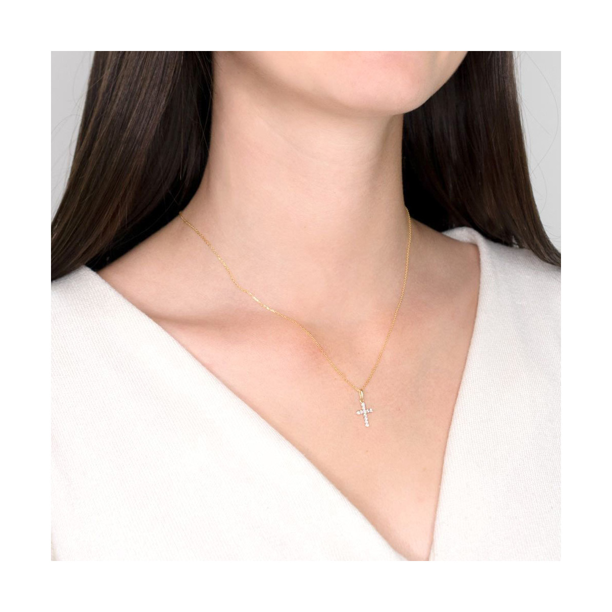 Pendentif Or Jaune 375/1000 et Zirconium Pendentif Croix Or Jaune 375/1000 et Zirconium