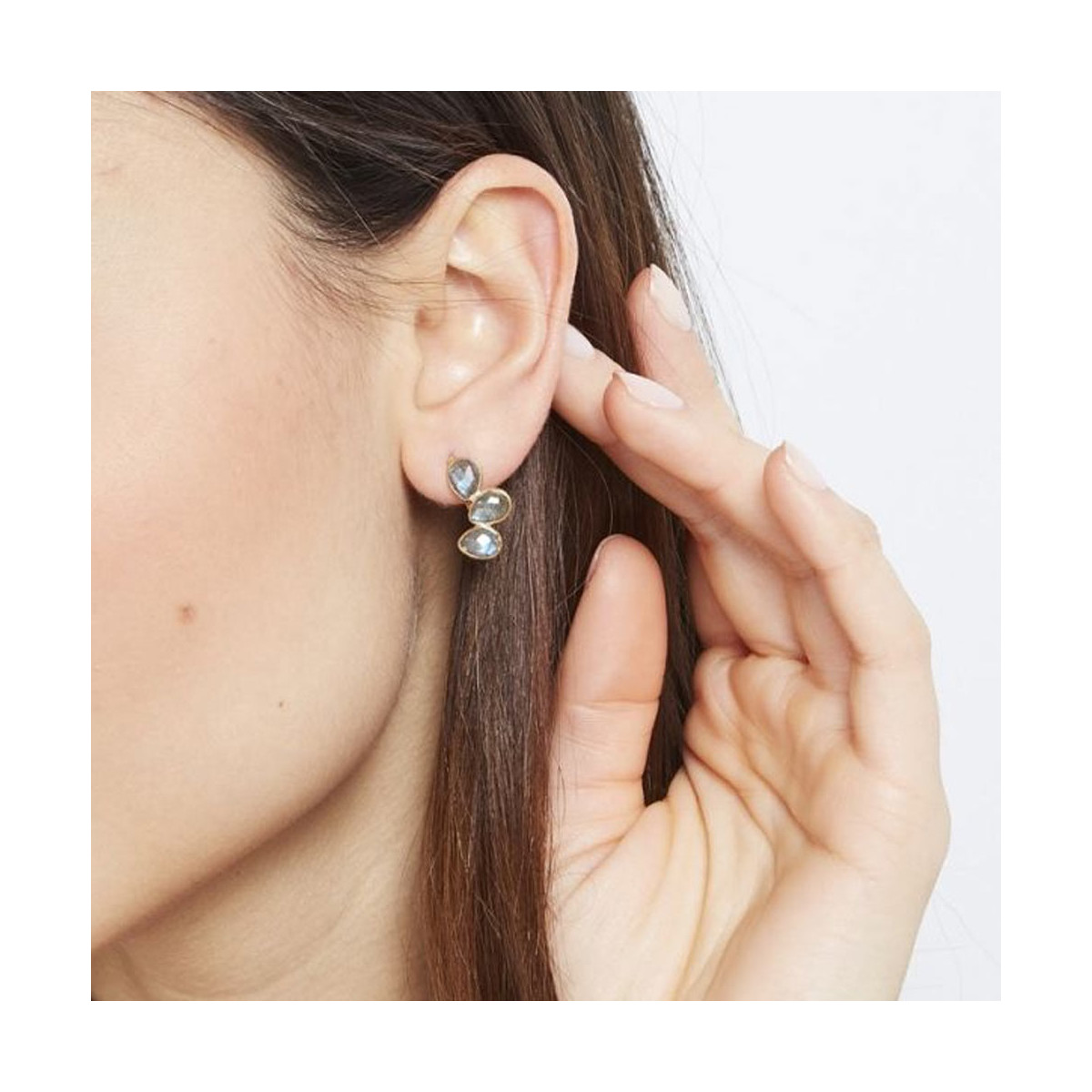 Boucles d'oreilles "Vicky" Labradorite Boucles d'oreilles "Reflet" Labradorite Laiton doré