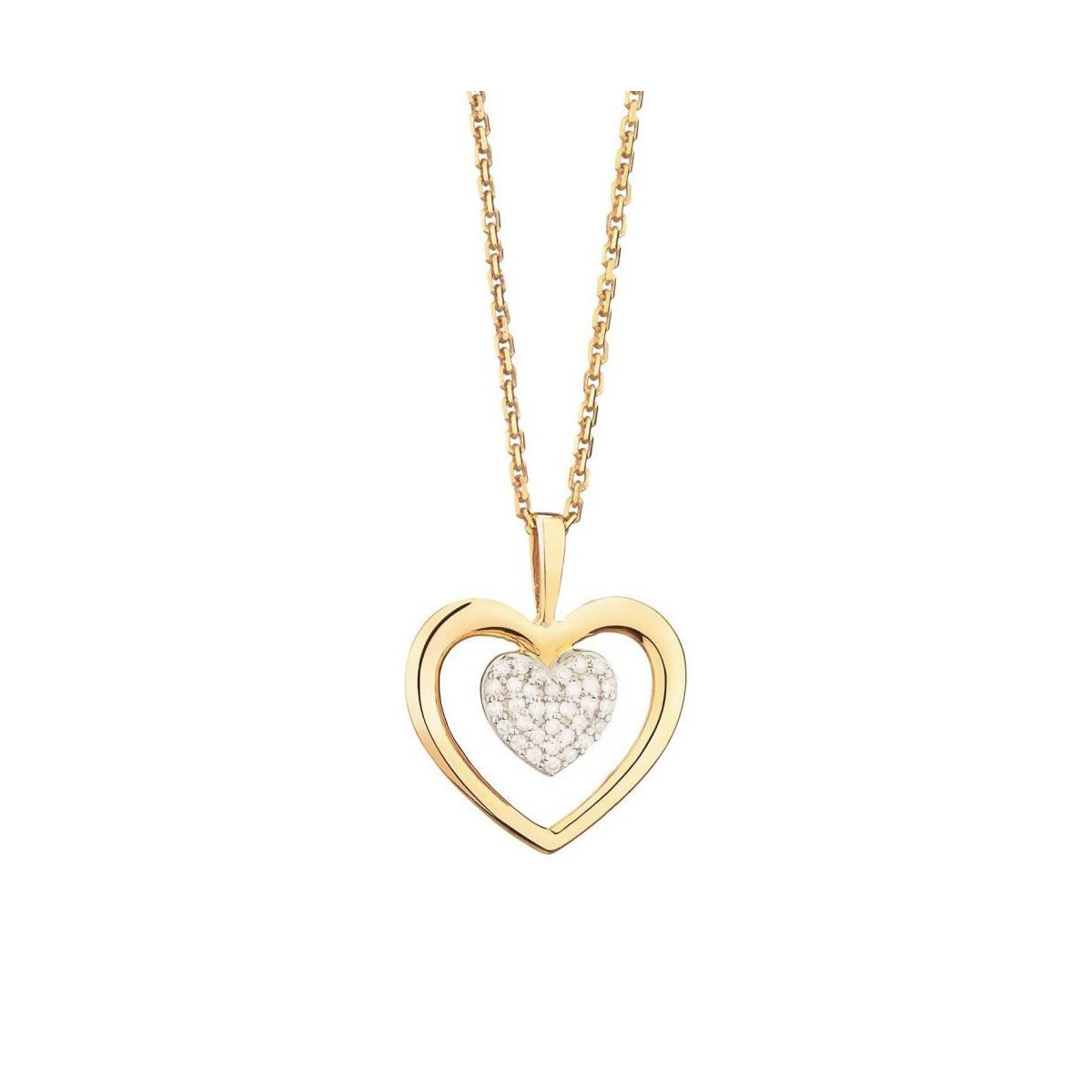 Pendentif "Coeur Tendresse" Or jaune et Diamant