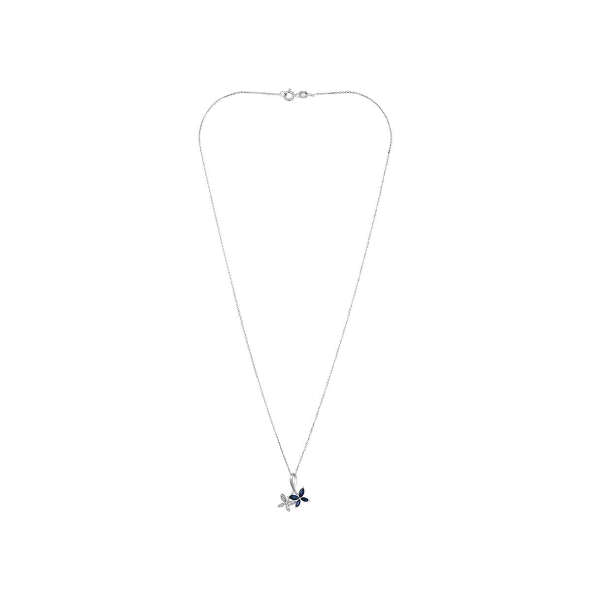 Pendentif "Héméra Saphir diamant forme fleur Pendentif "Fabienne" Or blanc et Saphir