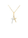 Pendentif en forme de croix en Or Jaune Serties de 12 diamants