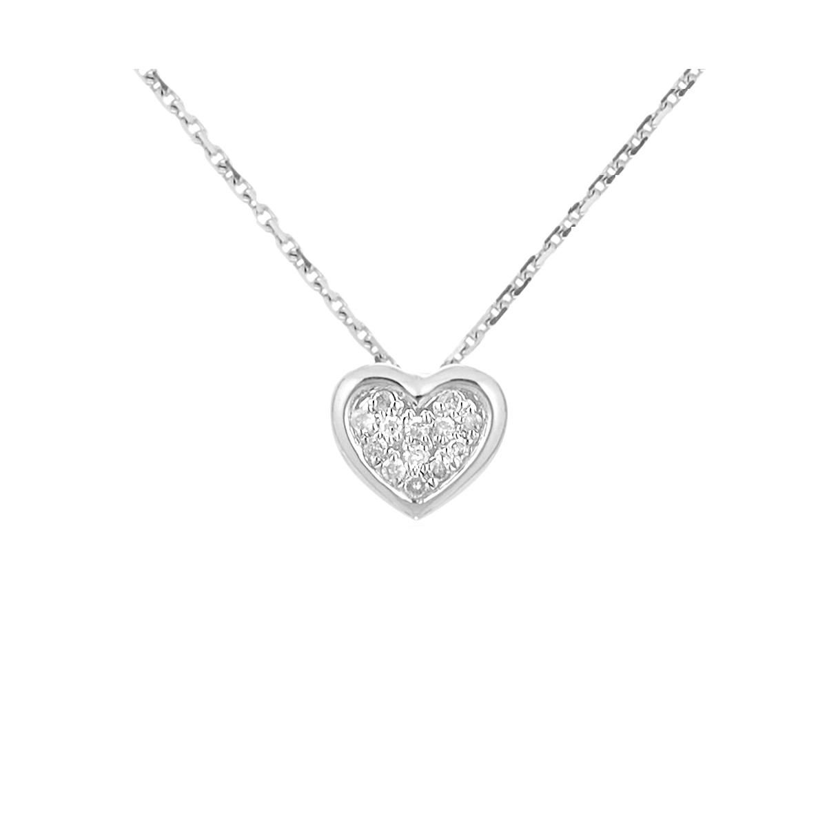 Pendentif "Petit Coeur" en Or Blanc D0,05/13 Serties de 13 diamants Pendentif "Athénaïs" Or blanc et Diamant