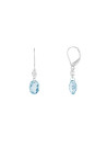 Boucles d'oreilles en Or Blanc Serties de 2 diamants de pureté P1 et de topaze bleue