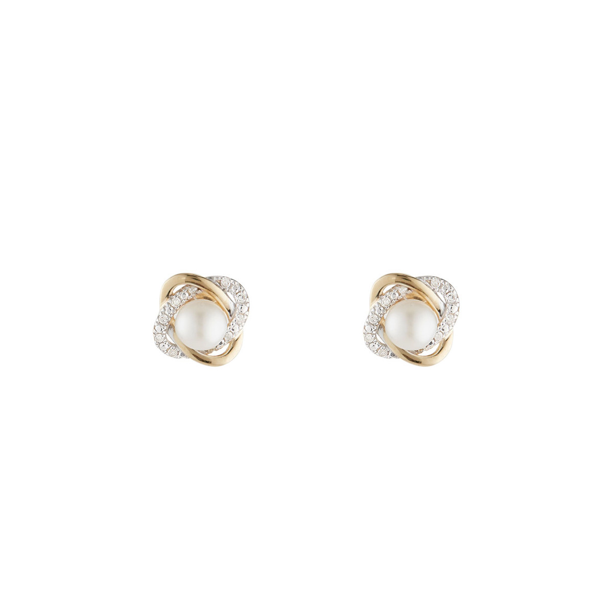 Boucles d'oreilles "Mitsa" Serties de 48 diamants Boucles d'oreilles " Agathe" Or jaune et Perle