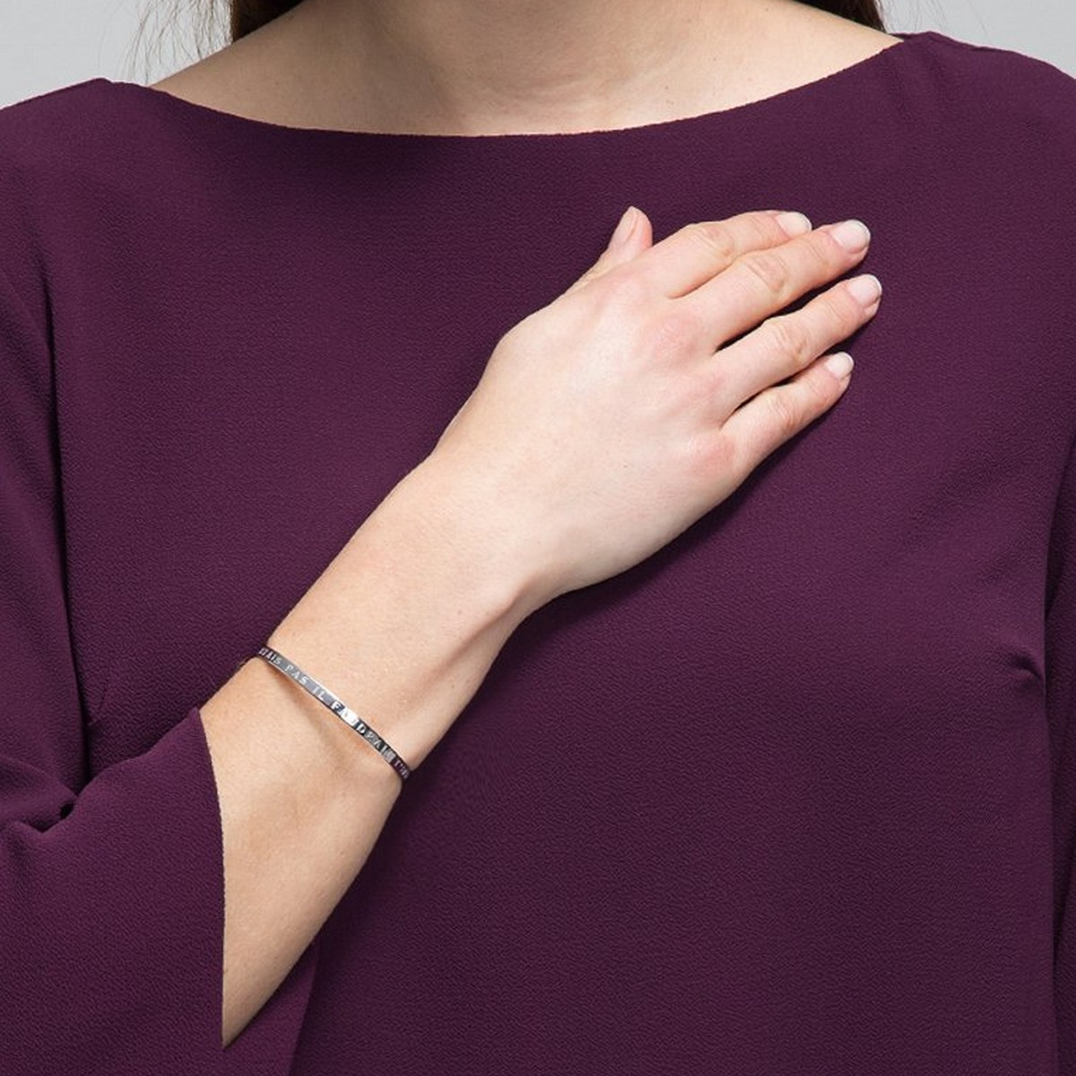 Bracelet à message "Si Tu n'Existais Pas Il Faudrait T'Inventer" Laiton argenté