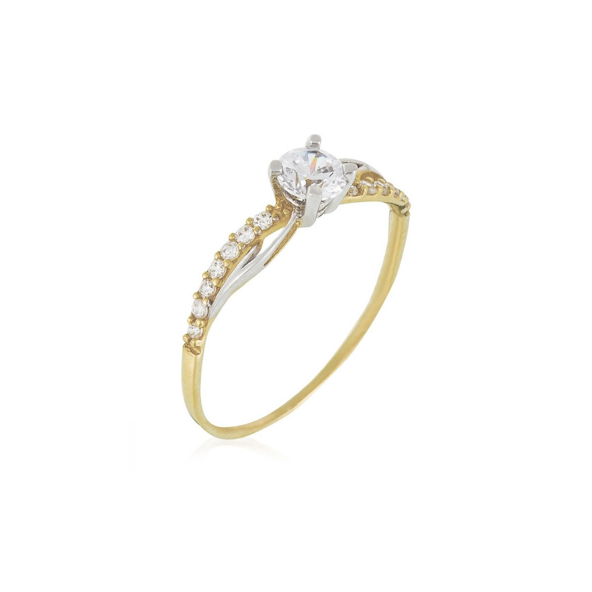 Bague Or bicolore 375/1000 et zirconium Bague "Secret" Or bicolore
