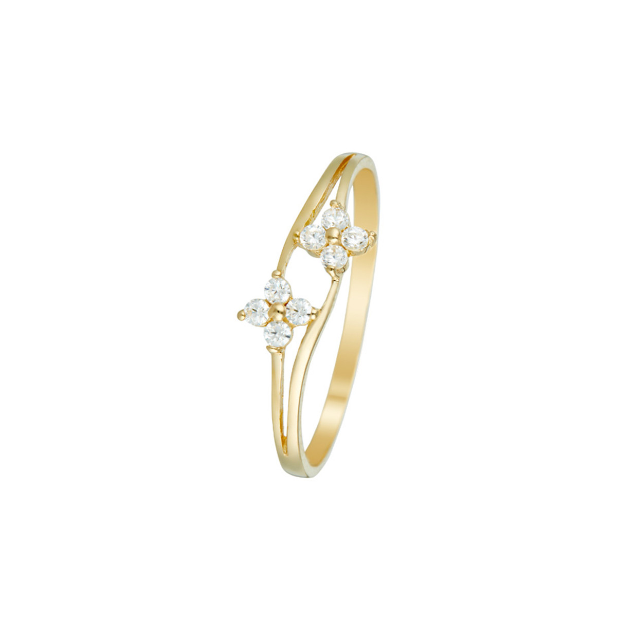 Bague Or Jaune 375/1000 et Zirconium Bague "Rosée" Or jaune