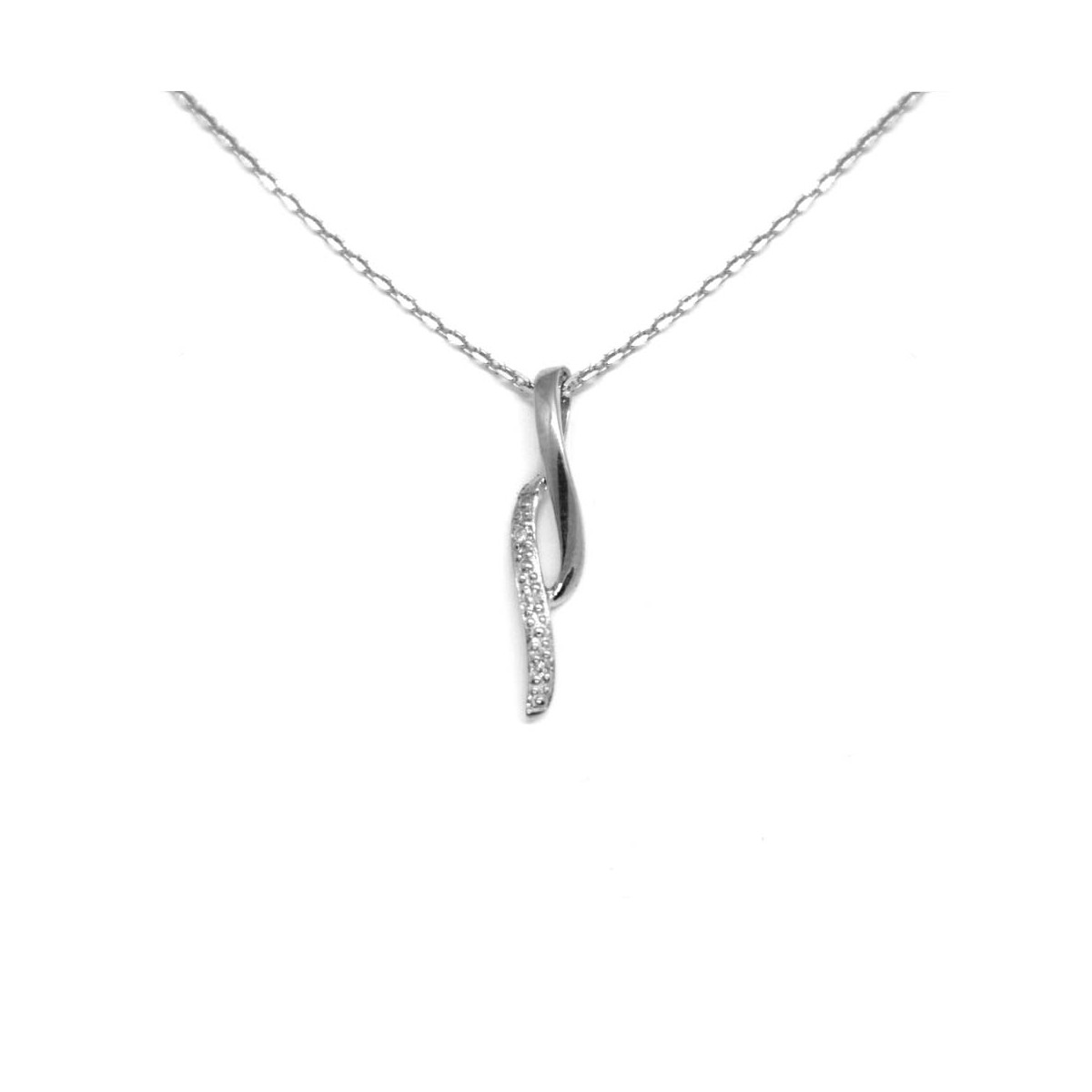 Pendentif Or Blanc et Diamant Pendentif "Idylle Divine" Or blanc et Diamant