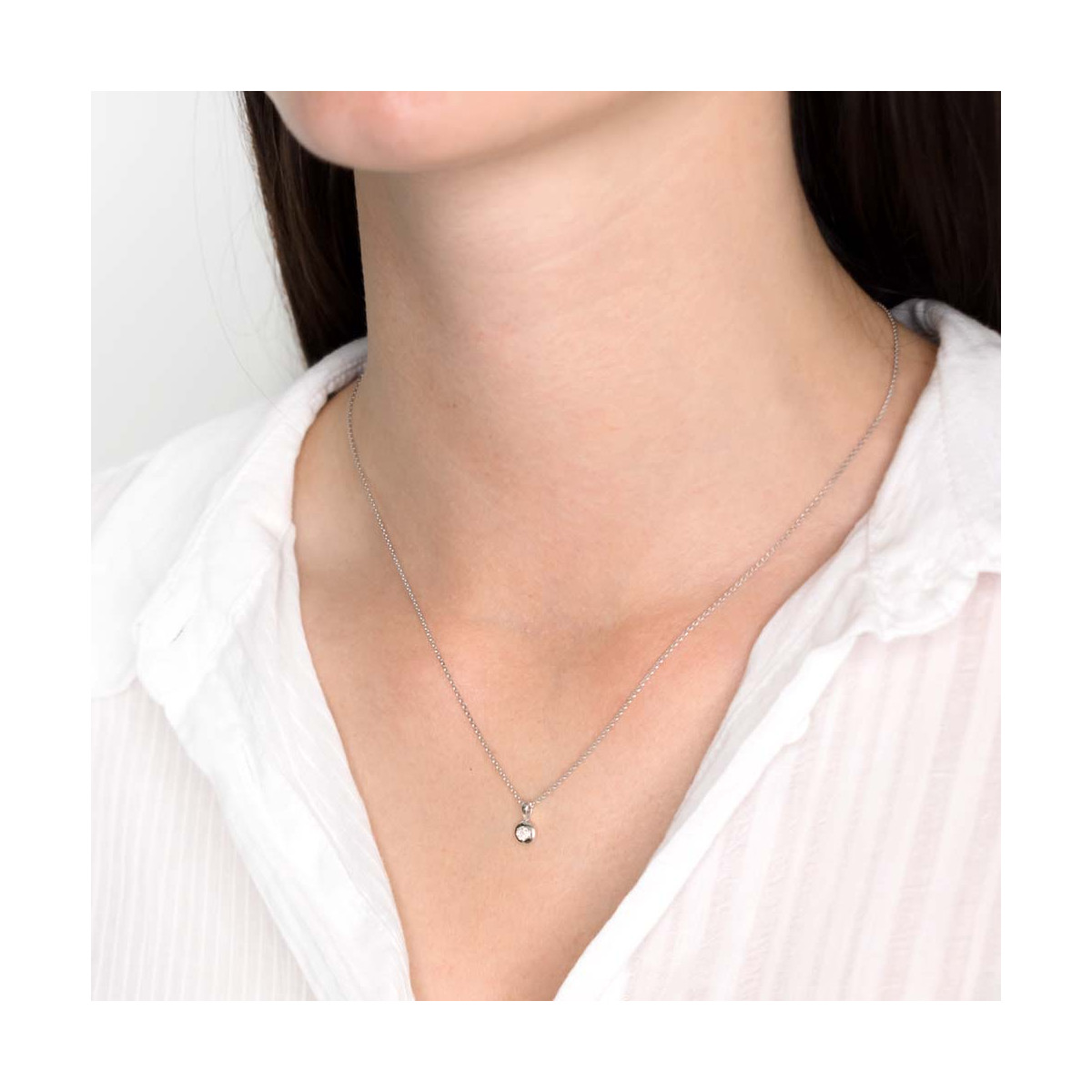 Pendentif "Naëva" Or blanc et Diamant