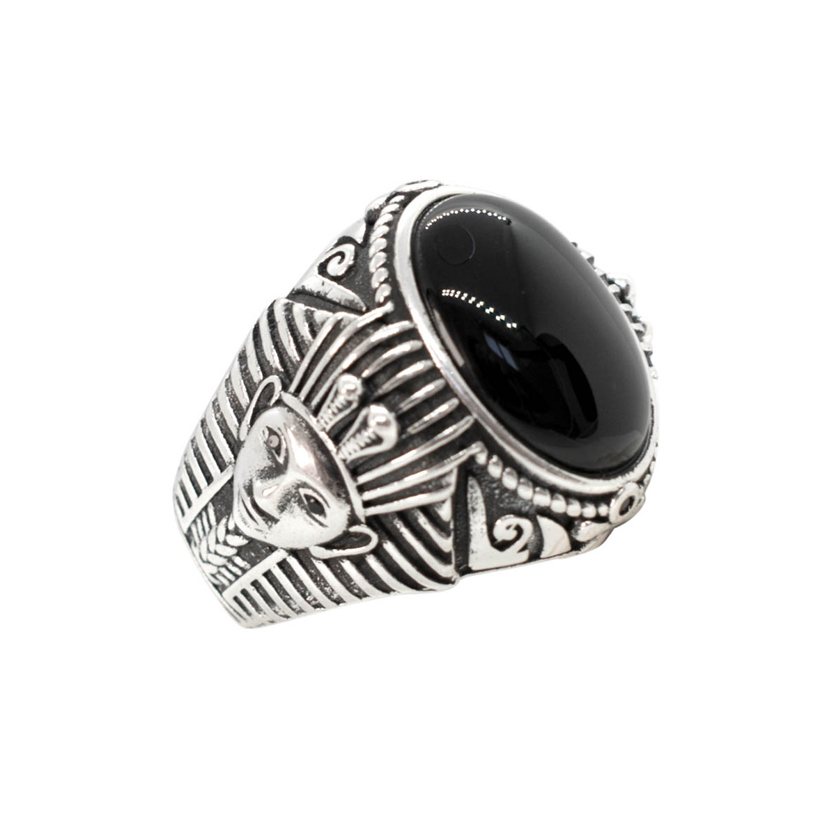 Bague argent on sale et noir homme