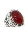 Bague Homme Argent "Aries" pierre rouge ovale