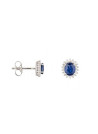 Boucles d'oreilles Or Blanc Diamant et Saphir