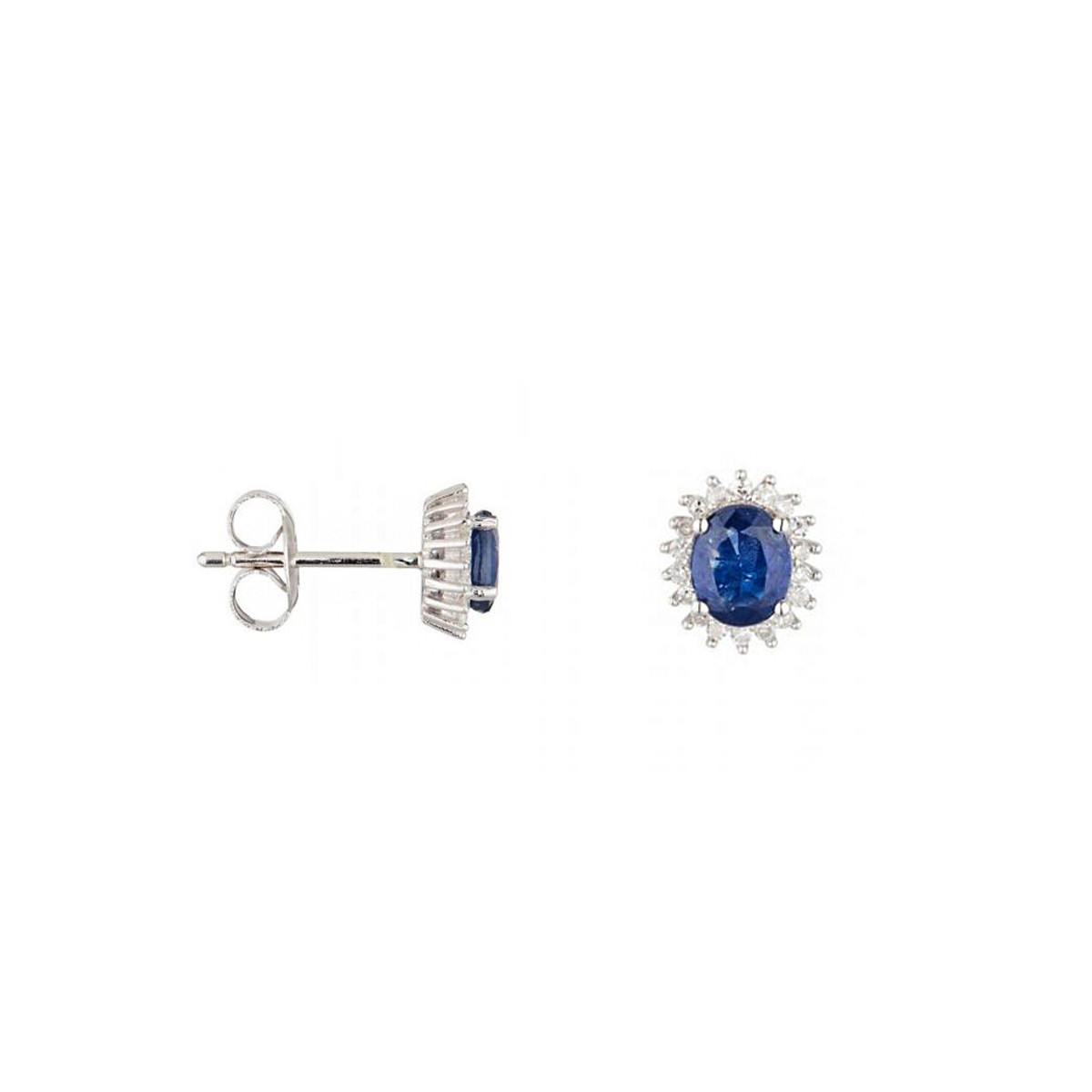 Boucles d'oreilles Or Blanc Diamant et Saphir Boucles d'oreilles "Eléanor" Or blanc et Saphir