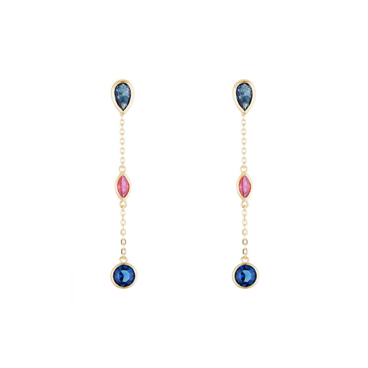Boucle d'oreilles "Pierres glorieuses" Or Jaune Boucles d'oreilles Or jaune et zirconium