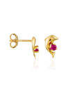 Boucles d'oreilles Dauphin Doré Rubis Rose