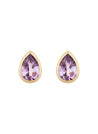 boucles d'oreilles puce en or jaune 9k et agrémentées de pierres d'Améthyste violet
