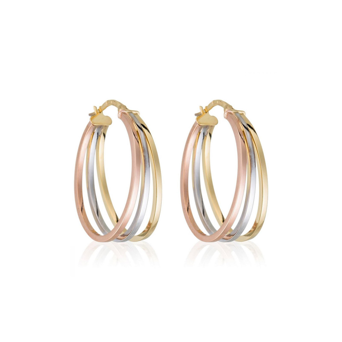 Boucles d'oreilles Or tricolore 375/1000 Boucles d'oreilles "Préciouse" Or tricolore