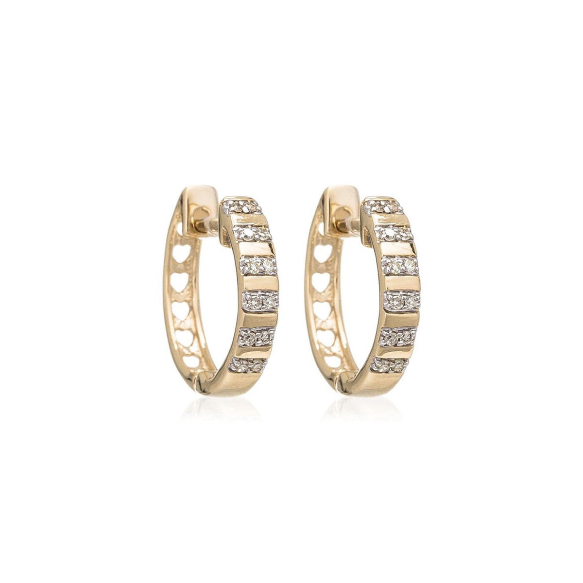 Boucles d'oreilles Or Jaune et Diamant en or jaune 9k serties de 24 diamants Boucles d'oreilles "Gaie" Or jaune et Diamant