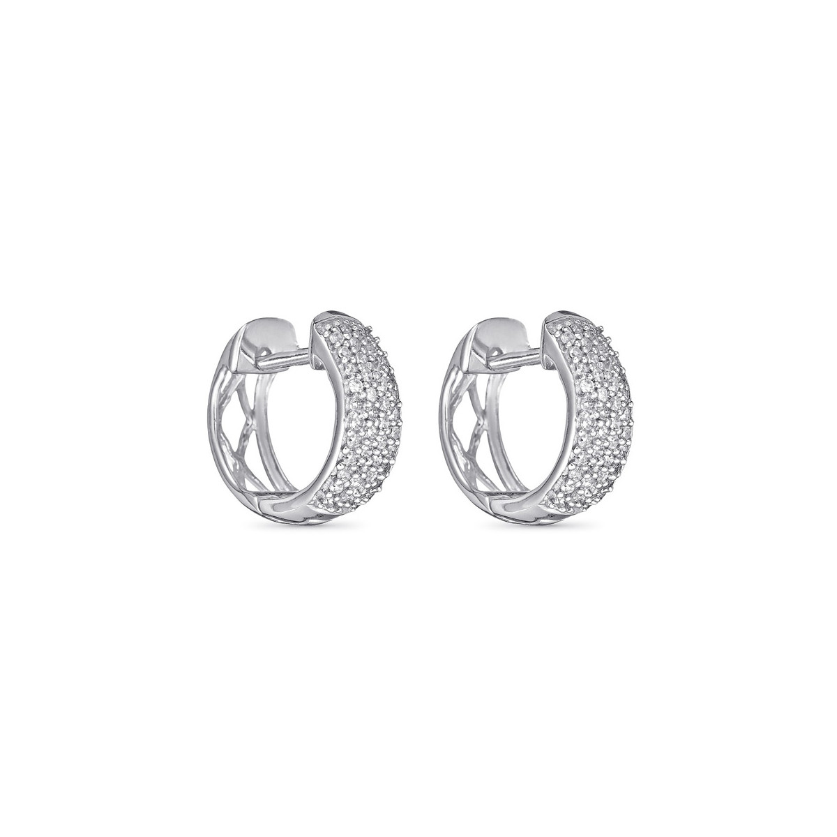 Boucles d'oreilles Or Blanc et Diamants 0,21 carat "ALLÉE PRINCIÈRE"