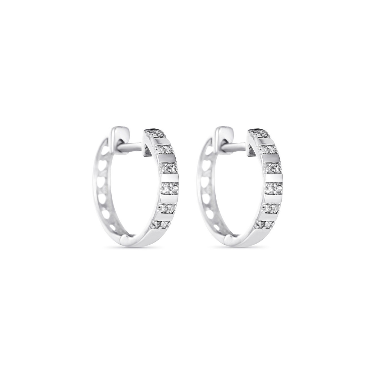 Boucles d'oreilles Or Blanc et Diamants 0,08 carat "LINÉA" Boucles d'oreilles Or Blanc et Diamants 0,08 carat "LINÉA"