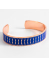 Bracelet ouvert "PALMA" Émail bleu finition rosée