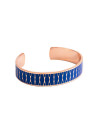 Bracelet ouvert "PALMA" Émail bleu finition rosée